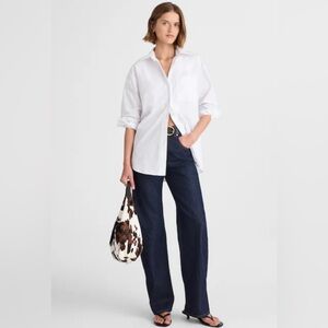 Madewell Oversized Button-Up Shirt – White Oxford Cotton | NEW | Style NX630
